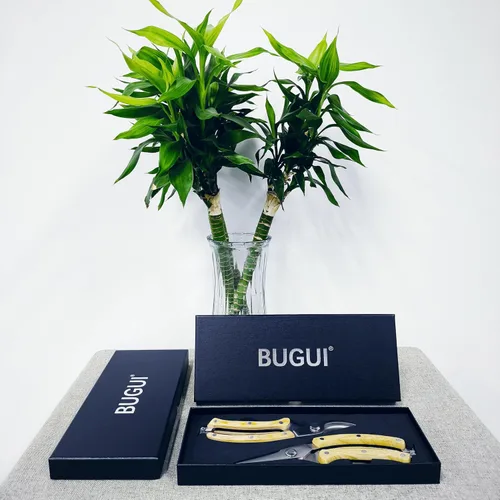 Miniatura 6 de BUGUI Tijeras de jardín con mango de madera de 8 pulgadas, juego de 2, incluye tijeras de podar de derivación y cortaúñas de punta recta larga
