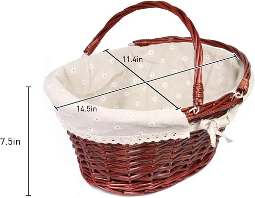 Miniatura 5 de Cestas de regalo de mimbre vacías Cesta de picnic tejida ovalada de sauce Cesta de dulces de Pascua Cesta de vino con asa Cesta de huevos Reunión