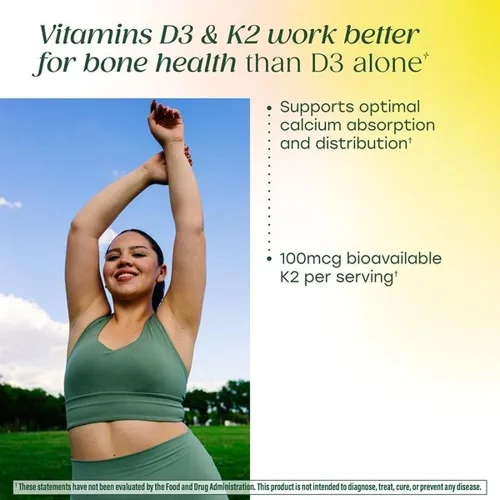 Miniatura 4 de MegaFood Gomitas de vitamina D3 K2 – Vitamina D 5000 UI para la salud ósea e inmunológica más apoyo para una absorción óptima de calcio – Sabor a