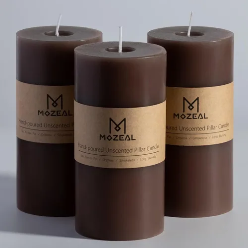Miniatura 33 de MOZEAL Velas grandes sin perfume vertidas a mano de 3 x 8 pulgadas, sin humo, juego de 2, combustión lenta, sin goteo, aproximadamente 150 horas