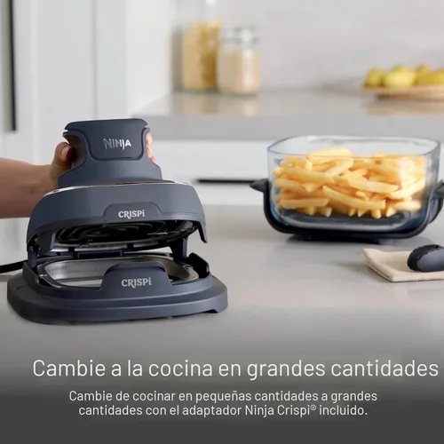 Miniatura 14 de Ninja Crispi - Freidora de aire de vidrio 4 en 1 Con recipientes de vidrio no tóxicos de 4 cuartos y 6 tazas y tapas Apto para microondas, Gris