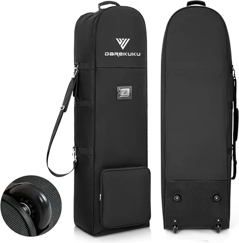 DAREKUKU Golf Travel Bags with Wheels for Airlines - 900D Heavy Duty Oxford Wear-Resistant, Soft-Sided Foldable Design Golf Club Case, Budget
