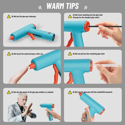 Miniatura 6 de Pistola de pegamento caliente, pistola de pegamento caliente inalámbrica, calentamiento rápido de 90 segundos, mini pistola de pegamento y palos