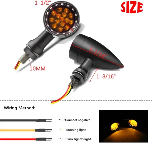 Miniatura 6 de Dreamizer Señales de giro de motocicleta en forma de bala con luces LED, lámpara indicadora de aleación de aluminio para Cafe Racer Bobber Shadow