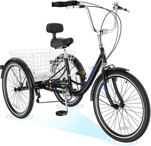 Miniatura 11 de ABORON Triciclo para adultos, bicicleta de 3 ruedas para adultos, triciclo para adultos, llantas de doble pared, triciclo para mujeres y hombres