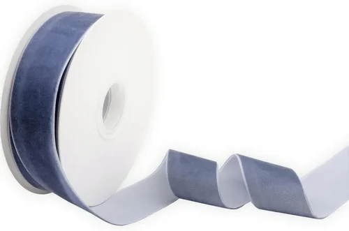 Miniatura 4 de Cinta de terciopelo azul polvoriento de una cara, carrete de 1 1/2 pulgadas por 10 yardas Azul empolvado