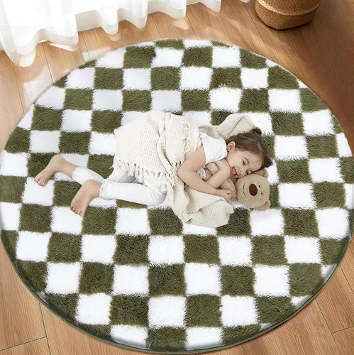 Miniatura 22 de Alfombra de área súper suave en blanco y negro, de 5 x 7 pies, alfombra clásica a cuadros de pelo alto mullida para dormitorio, sala de estar, Negro
