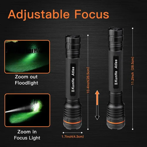 Miniatura 4 de KunHe Linternas LED de Celda 3D de Servicio Pesado, Aluminio Grande con Zoom de Alto Lumen 1000 LM Alimentadas por Batería, Luz Flash de Policía