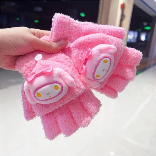 Miniatura 3 de Xipofaie Guantes de invierno sin dedos para mujer, guantes de invierno kawaii, lindos guantes convertibles para clima frío