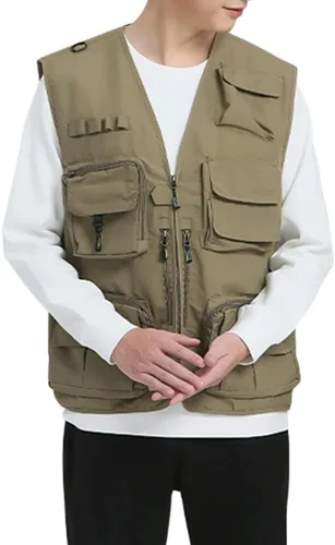 Miniatura 2 de Pishon - Chaleco de pesca para hombre de verano al aire libre, de secado rápido, informal, ligero, con varios bolsillos