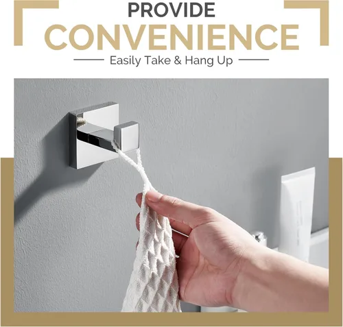 Miniatura 7 de Angle Simple Gancho para toalla de baño, SUS 304 de acero inoxidable para ducha, toalla de baño, colgador de bata, gancho de pared, cromo pulido