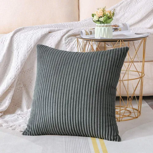 Miniatura 3 de Artscope Fundas de Almohada de Pana a Rayas Acogedoras Súper Suaves Decorativas Cuadradas Fundas de Cojín para Sofá Sillón Dormitorio Decoración