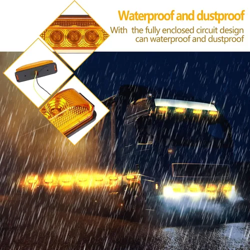 Miniatura 6 de Yahenda 20 Piezas Luces Marcadoras LED para Remolque de 3.9 Pulgadas con 3 LED Impermeables Luz Marcadora Lateral Rectangular Luces de Circulación