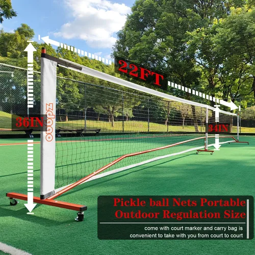 Miniatura 4 de Portable Pickleball Net Set, 22FT Regularion Size Pickle Ball Net with Paddles Set, Outdoor Pickleballs and Carry Bag, Easy Setup for Indoor, Naranja