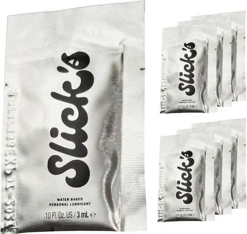 Slick's for All Clear Water Based Lube | Travel Sized Personal Lubricant, Paraben Free, Non-Staining & Odorless | Single Use Lube Packets - 4ml