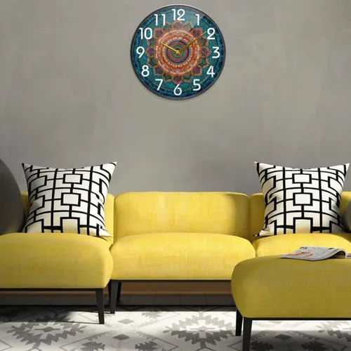 Miniatura 5 de Naanle Vintage Mandala Pattren Reloj de pared redondo, 12 pulgadas, silencioso, de cuarzo, analógico, silencioso para el hogar, oficina, escuela