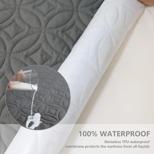 Miniatura 3 de FELTYBED Protector de colchón impermeable Twin de 39"x75", Funda de colchón suave Twin gris, Funda protectora acolchada de colchón transpirable