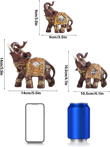 Miniatura 2 de HEEPDD JMonda - Estatua de elefante Feng Shui, figura de resina con tronco para decoración de oficina en casa, inauguración de la casa, pequeña
