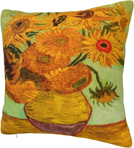 Miniatura 2 de Fundas de almohada de Van Gogh con diseño de girasoles en jarrón de 18 x 18 pulgadas, funda de almohada para sofá, cama, decoración del hogar 13