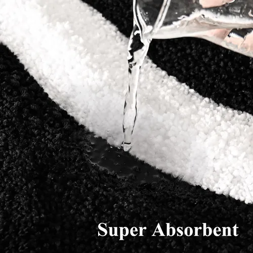 Miniatura 4 de QJHOMO Alfombras de Baño Lindas en Blanco y Negro Antideslizantes Tapete de Baño Decoración de Baño Moderna Estética, Alfombra de Baño Geométrica a