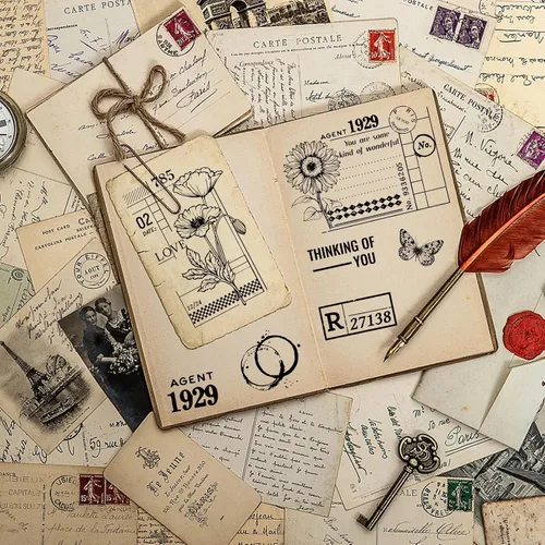 Miniatura 4 de GLOBLELAND Diario de arte con fondo de goma, sello de soporte de arte, sellos de guión para hacer tarjetas y álbumes de fotos, decoración y álbum
