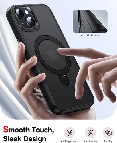 Miniatura 6 de LeYi para iPhone-13 Funda/iPhone-14 Fundas: con soporte para MagSafe i Phone 13Funda con anillo magnético iPhone14 iPhone13 Cubierta Funda para Negro