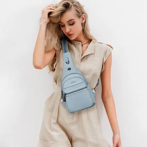 Miniatura 2 de Bolsa bandolera de 7 litros para mujeres y hombres, bolsa cruzada de hombro, mochila, cangurera, bolsa de viaje de piel sintética