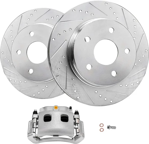 Miniatura 26 de Detroit Axle - Rotores de freno delanteros perforados y ranurados + repuesto de pinza de freno lateral del conductor para Honda Odyssey Acura MDX