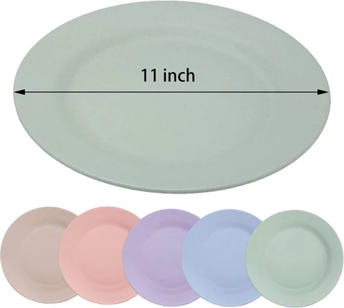 Miniatura 2 de 5 platos de paja de trigo de 11 pulgadas, platos reutilizables e irrompibles, aptos para lavavajillas y microondas, perfectos para platos de cena