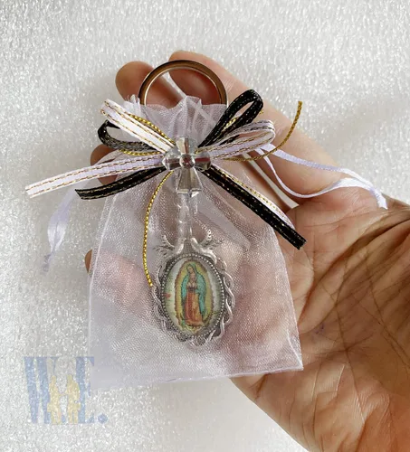 Miniatura 6 de WE Llavero conmemorativo favor 12PCS Nuestra Señora de Guadalupe/Recuerdos para Novenario Aniversario (blanco), plateado