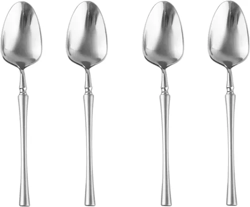 Miniatura 5 de Juego de 6 tenedores de postre de plata mate de 7.08 pulgadas de acero inoxidable con acabado satinado