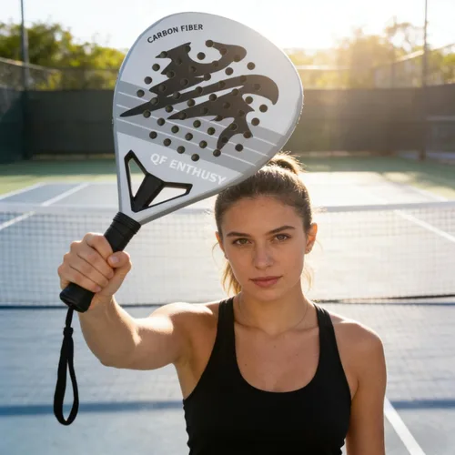 Miniatura 6 de Padel Racket, Carbon Fiber Surface Padel Racquet, Lightweight, Ideal for Training/Matches Gris