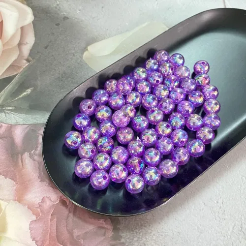 Miniatura 2 de 400 cuentas de burbujas acrílicas redondas de 0.315 pulgadas (0.315 in), cuentas espaciadoras sueltas de plástico colorido para manualidades, Morado
