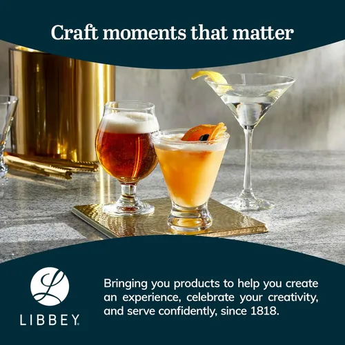 Miniatura 6 de Libbey Entertaining Essentials - Juego de 6 vasos de Martini altos, delgados, con forma triangular, vasos de cóctel clásicos para vinos, cócteles