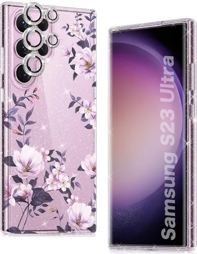 Miniatura 15 de KIOMY Funda transparente con purpurina para Samsung Galaxy S23 5G con protector de lente de cámara Diamond Sparkle y 2 paquetes de protectores