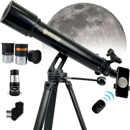SpectrumOI TourStar Pro 90 AZ Telescopio para adultos Astronomía Regalos Premium AZ Telescopio refractor 3.543 in 25.984 in Longitud focal con