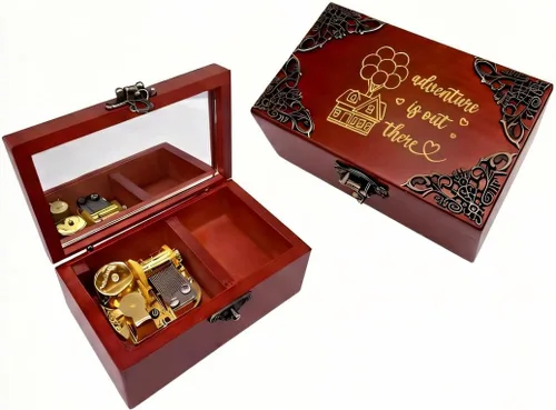 Miniatura 11 de Youtang You are My Sunshine - Caja de música de joyería con espejo, caja musical de madera grabada con láser, caja de música a cuerda, regalo