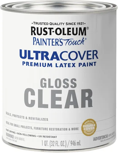 Miniatura 11 de Rust-Oleum Brush On Paint 224430T Painter's Touch - Pintura de látex, cuarto de galón, imprimación blanca plana acrílica, 32 onzas líquidas