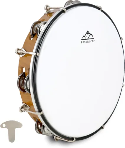 Miniatura 9 de EASTROCK - Pandereta de 8 pulgadas ajustable para adultos, pandereta de plástico de mano con doble fila de cascabeles de metal, instrumento musical