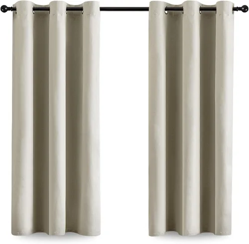 Miniatura 27 de DONREN Cortinas opacas de lino con aislamiento térmico de 52 x 95 pulgadas, cortinas de oscurecimiento de habitación con ojales para dormitorio