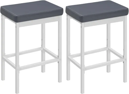 Miniatura 12 de HOOBRO Taburetes de bar, juego de 2 sillas de bar, taburetes de 24.8 pulgadas de altura, taburetes de desayuno, taburetes de cocina, tapicería de 2