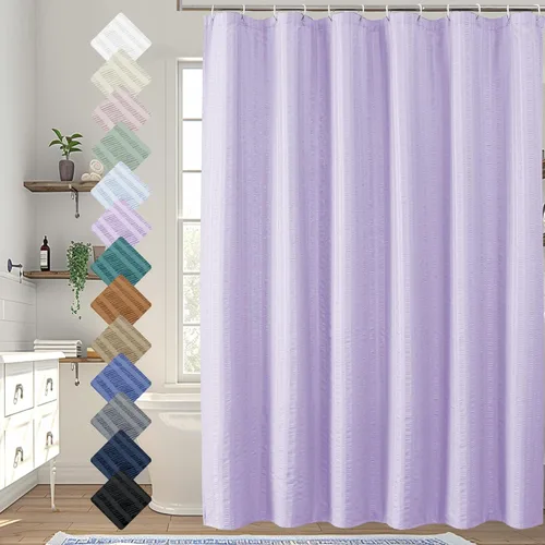 Miniatura 67 de Aiyufeng Moga - Cortina de ducha verde salvia, cortinas de ducha texturizadas en relieve 3D para baño, cortina de baño de tela de poliéster de lujo