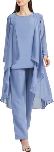 Miniatura 5 de Chiffon Mother of The Bride Pant Suits for Women 3 Piece Formal Dress with Jacket Long Evening Party Gown