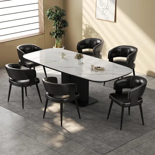 Miniatura 16 de Dining Chairs Set of 2, Modern Upholstered Faux Leather Kitchen Chairs with Curved Back, Easy to Assemble & Clean for Dining Room, Restaurant, Cafe