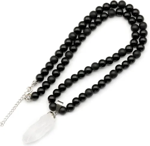 Miniatura 37 de Colgante de turmalina cruda natural, Collar de cuentas de ónix negro genuino, Collar de piedra negra, Collar de piedras preciosas, Cuentas de 0.315