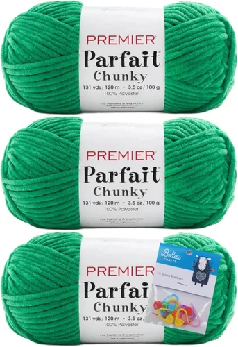Miniatura 20 de Premier Yarns Parfait - Paquete de 3 unidades de felpilla gruesa de 3.5 onzas, peso supervoluminoso, paquete de 3 unidades con soportes para puntada