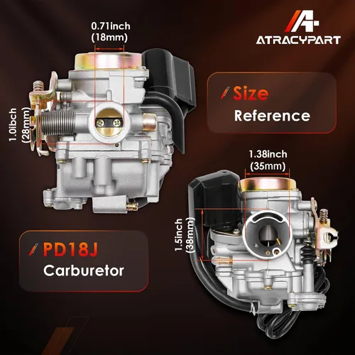 Miniatura 5 de Carburador GY6 50cc PD18J 18mm Compatible con 4 tiempos 49cc 50cc 80cc 139QMB 139QMA Motor de Ciclomotor para Scooter Taotao Kymco con Filtro