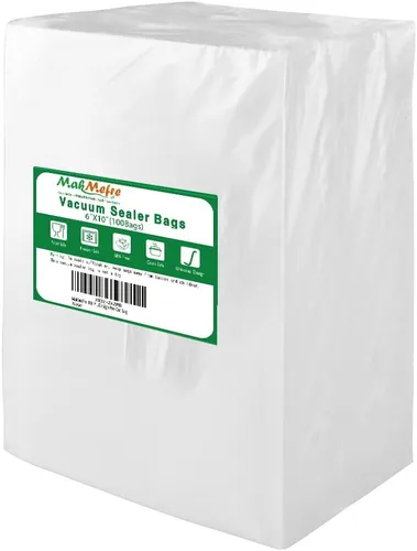 MakMeFre - 100 bolsas de sellado al vacío para congelador de tamaño de 0,5 l y 15,24 x 25,4 cm para alimentos, sin BPA, grado comercial resistente,