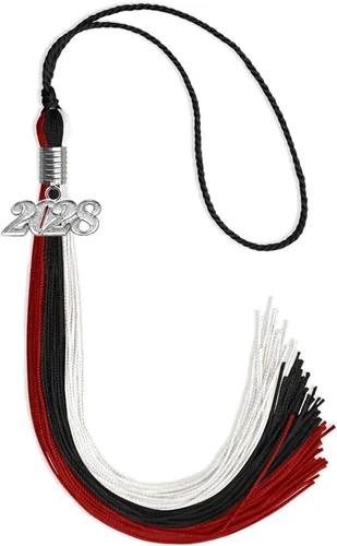 Miniatura 74 de Endea Graduation Borla de triple color con gota de fecha plateada (negro/dorado/granate, 2020)