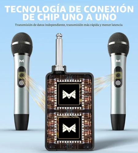 Miniatura 2 de Micrófonos inalámbricos, micrófono inalámbrico con conexión de chip uno a uno, duración de 40 horas, recepción de distancia de 200 pies, micrófono
